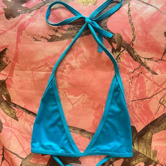 body zone y2k rave iridescent blue triangle tie bralette - Picture 5 of 6